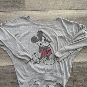Disney Gray Long Sleeve Tee with Mickey Design